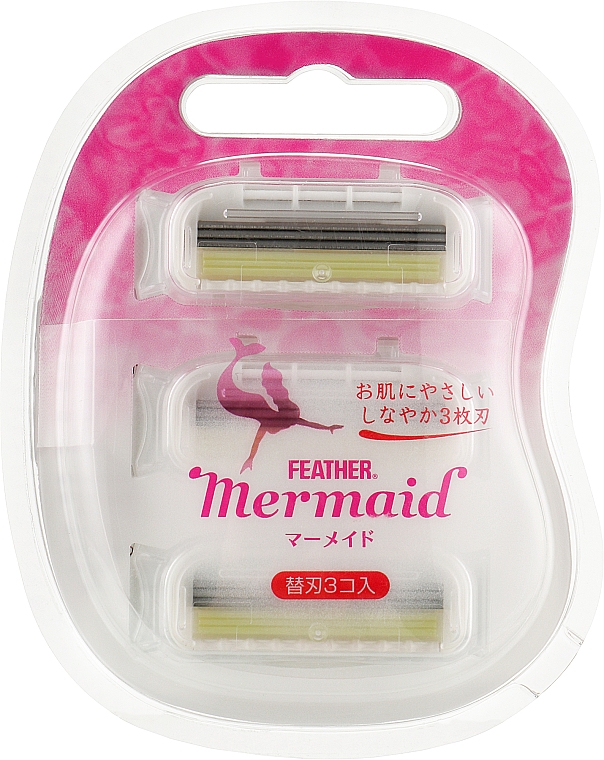 Сменные кассеты с тройным лезвием для женского станка "Mermaid", 3 шт. - Feather Mermaid Rose Pink