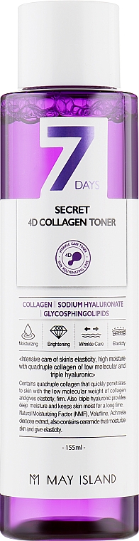 Тонер на основі колагену - May Island 7 Days Secret 4D Collagen Toner — фото N2