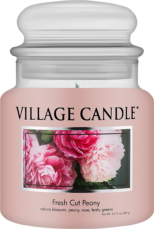 Ароматическая свеча в банке "Свежий пион" - Village Candle Fresh Cut Peony — фото N2