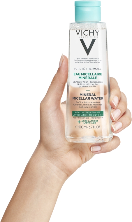 Міцелярна вода для жирної та комбінованої шкіри обличчя та очей - Vichy Purete Thermale Mineral Micellar Water  — фото N4