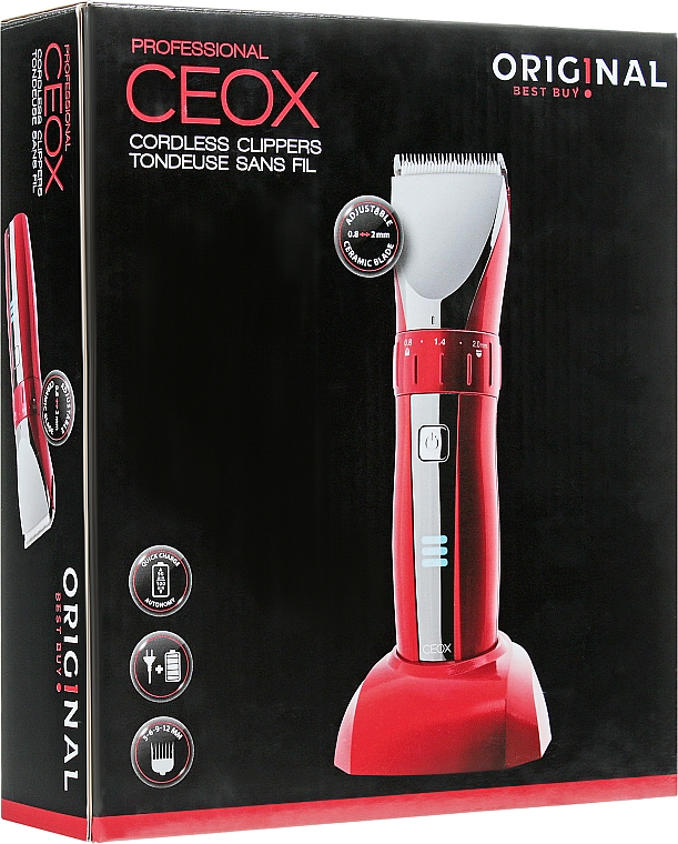 УЦЕНКА Триммер для стрижки, аккумуляторный, красный - Original Best Buy Manual Professional CEOX Cordless Clippers * — фото N2