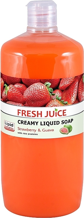 Крем-мыло с увлажняющим рисовым молочком "Клубника и гуава" - Fresh Juice Strawberry&Guava