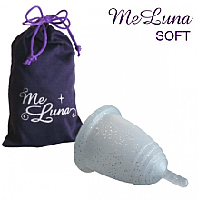 Менструальная чаша с петлей, размер L, серебряный глиттер - MeLuna Soft Menstrual Cup  — фото N1