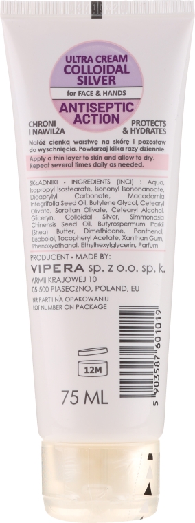 Увлажняющий и защитный крем для лица и рук с коллоидным серебром - Vipera Face And Hand Cream With Silver — фото N2