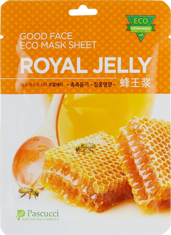 Маска для лица с экстрактом маточного молочка - Amicell Pascucci Good Face Eco Mask Sheet Royal Jelly — фото N1