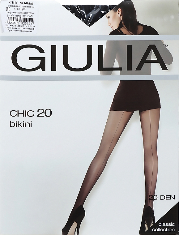 Колготки для женщин "Chic Bikini" 20 den, nero/rosso - Giulia 