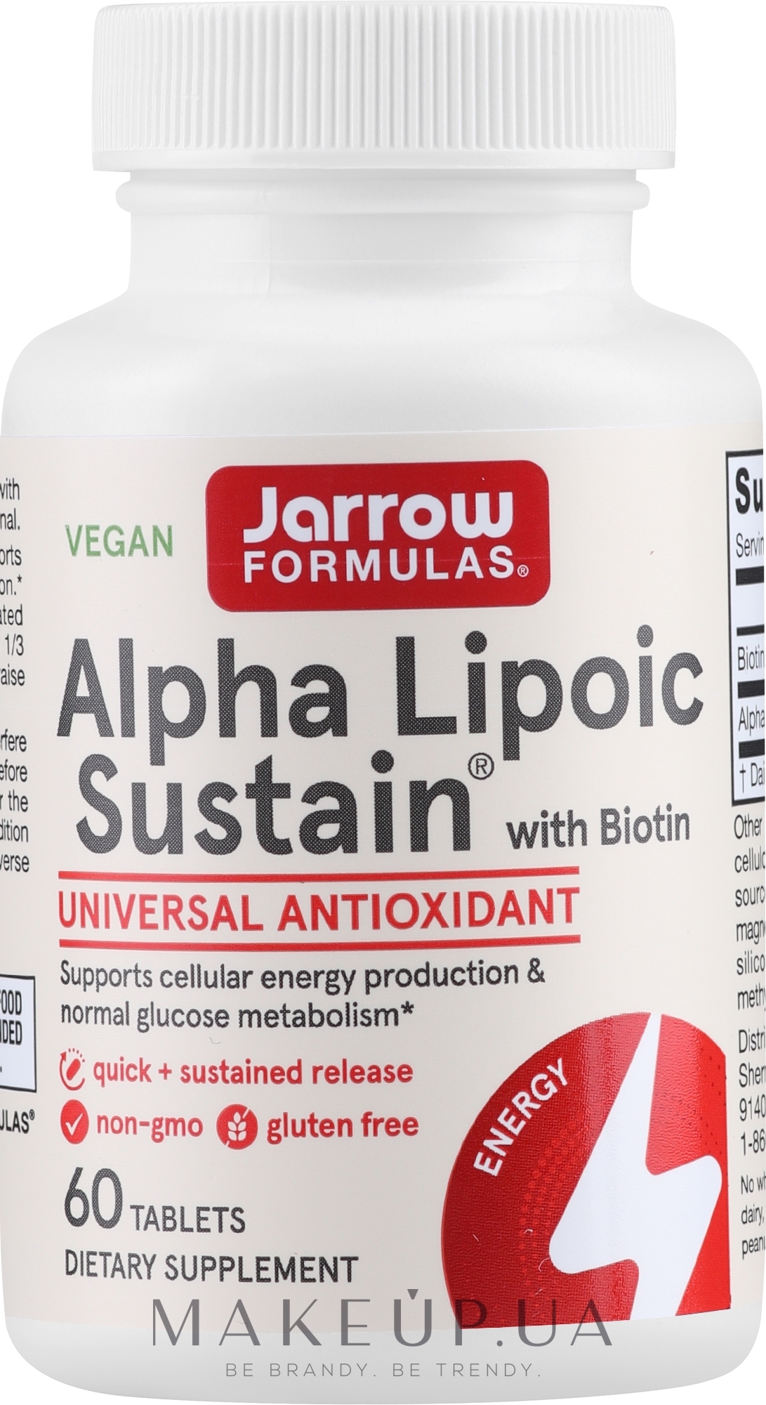 Харчові добавки - Jarrow Formulas Alpha Lipoic Sustain with Biotin 300 mg — фото 60шт