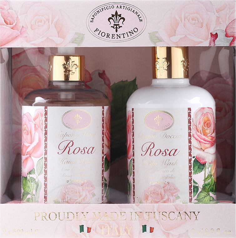 Набір - Saponificio Artigianale Fiorentino Rose (soap/500ml + sh gel/500ml) — фото N1