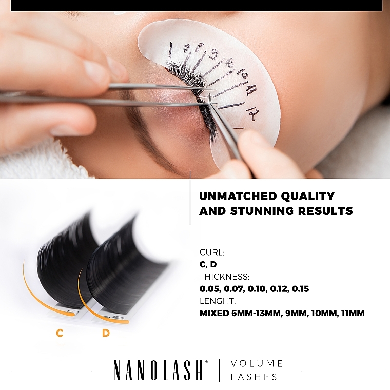 Накладные ресницы D, 0.12 (6-13 мм), mix - Nanolash Volume Lashes — фото N4