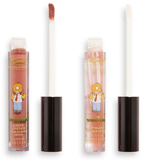 Набір для макіяжу губ - Makeup Revolution The Simpsons Treehouse of Horror Lip Set Donut Head Homer (lipgloss/3.2ml + lipstick/3.2ml) — фото N2