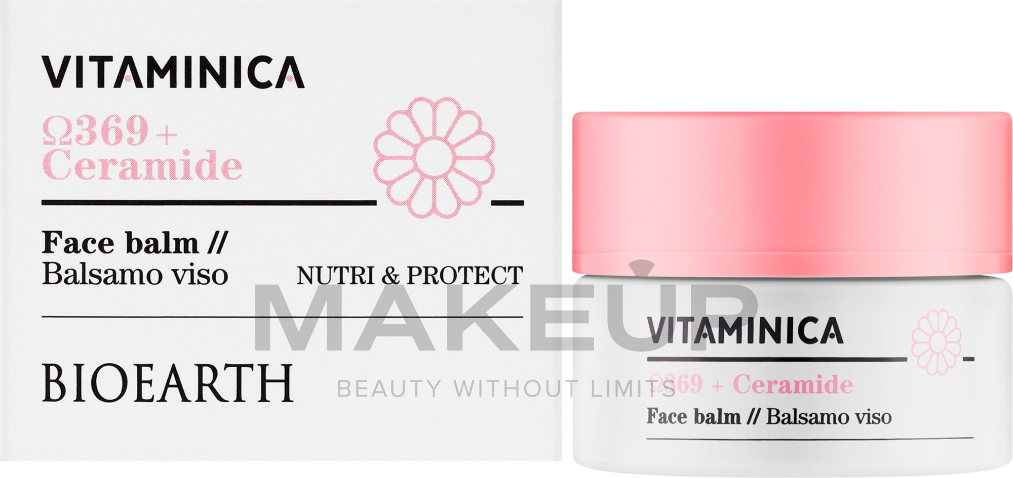 Крем-бальзам для сухої та чутливої шкіри - Bioearth Vitaminica Omega 369 + Ceramide Face Balm — фото 50ml
