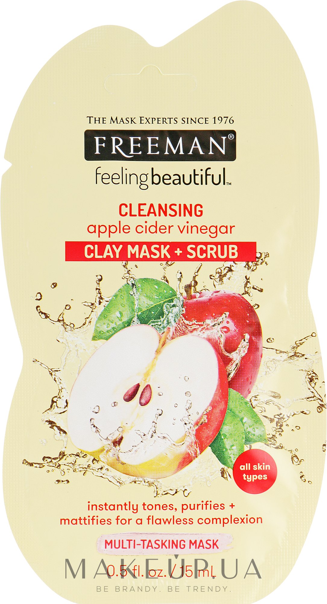 Маска для лица 4 в 1 "Уксус яблочного сидра" - Freeman Feeling Beautiful Mask (мини) — фото 15ml