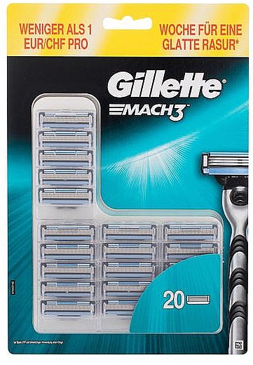 Змінні касети для гоління, 20 шт. - Gillette Mach3 — фото N1