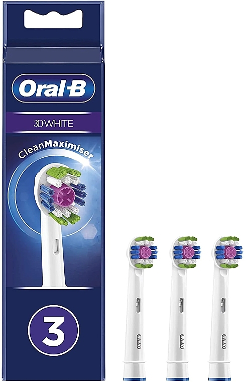 Сменные насадки для электрической зубной щетки, 3 шт - Oral-B 3D White CleanMaximiser Refill Heads — фото N1