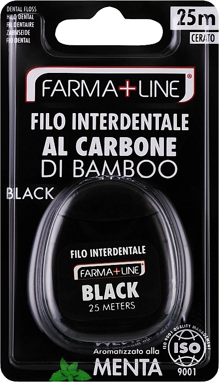 Зубна нитка з бамбуковим вугіллям, 25 м - Farma Line — фото N1