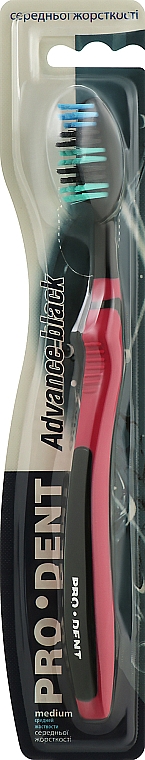 Зубна щітка "Advance black", середньої жорсткості, чорно-рожева - Pro Dent — фото N1