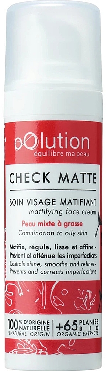Матувальний крем для обличчя - oOlution Check Matte Mattifying Face Cream — фото N1