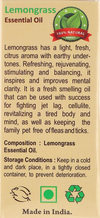 Эфирное масло "Лемонграсс" - Sattva Ayurveda Lemongrass Essential Oil — фото N3