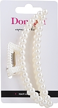 Затискач для волоссся, FA-5734, біла, перлини - Donegal — фото N1