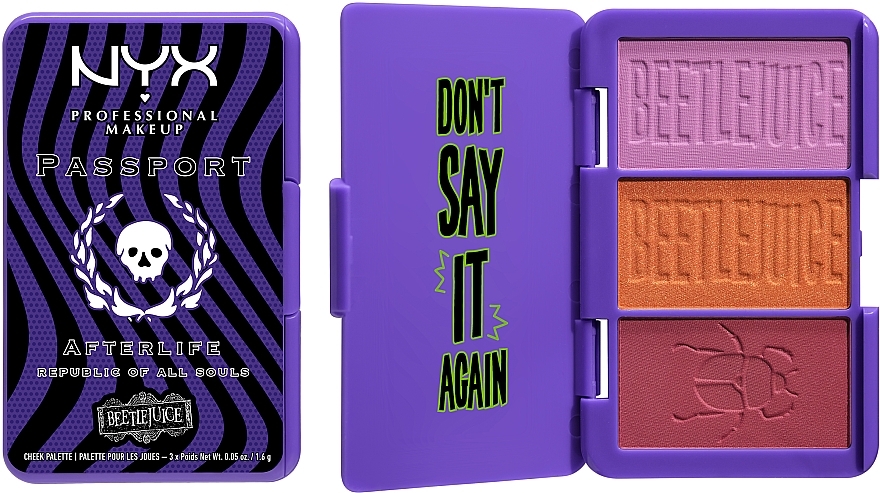 Палетка румян - NYX Professional Makeup Beetlejuice Passport Afterlife Republic Of All Souls Cheek Palette — фото N2