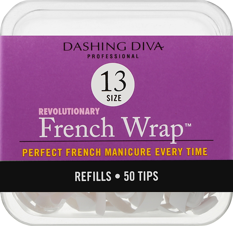 Тіпси вузькі - Dashing Diva French Wrap White 50 Tips (Size - 13) — фото N1