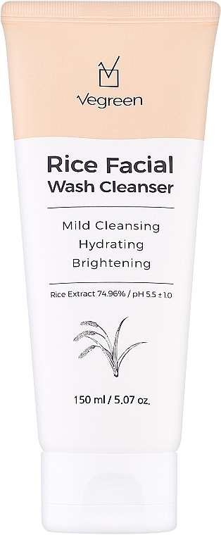 Гель для вмивання з рисовим молоком - Vegreen Rice Facial Wash Cleanser — фото N1