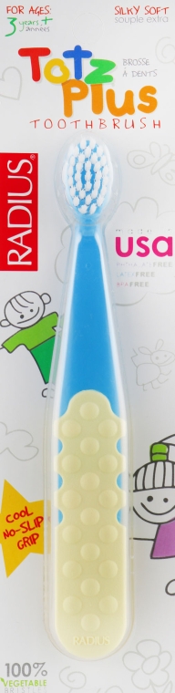 Зубная щетка детская, желто-голубая - Radius Totz Plus Toothbrush — фото N1