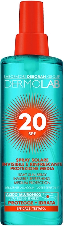 Сонцезахисний спрей - Deborah Dermolab Light Sun Spray Invisible Refreshing SPF20 — фото N1
