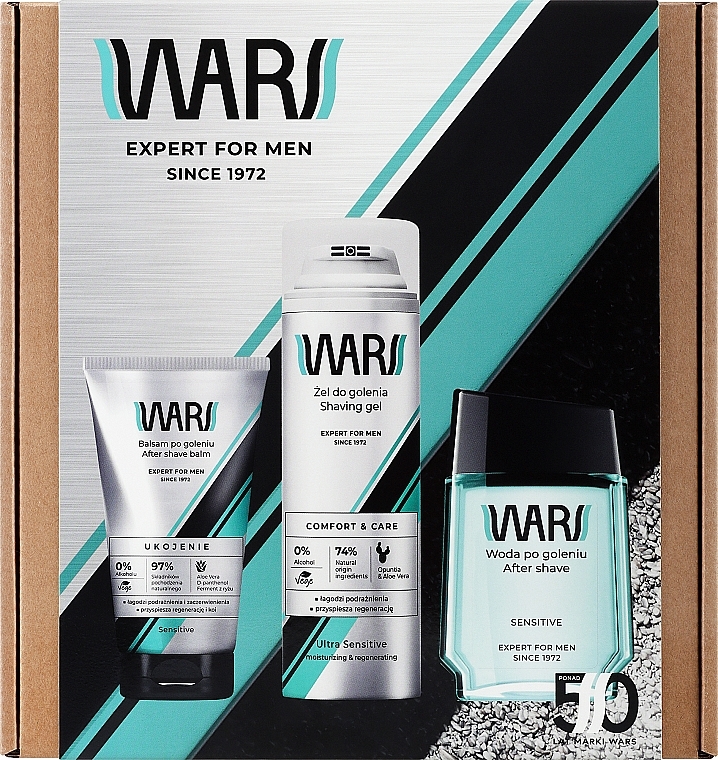 Набор - Wars Expert For Men Sensitive (ash/90 ml + ash/b/125 ml + gel/200 ml) — фото N1