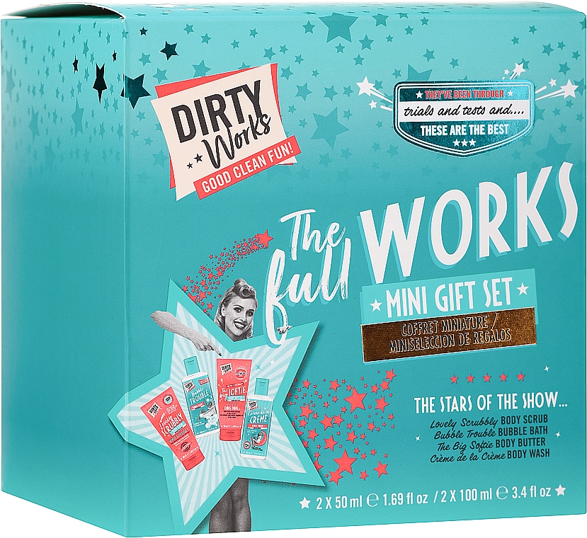 Набор - Dirty Works The Full Works Mini Gift Set (bath/foam/100ml + sh/gel/100ml + scr/50ml + b/lot/50ml) — фото N1