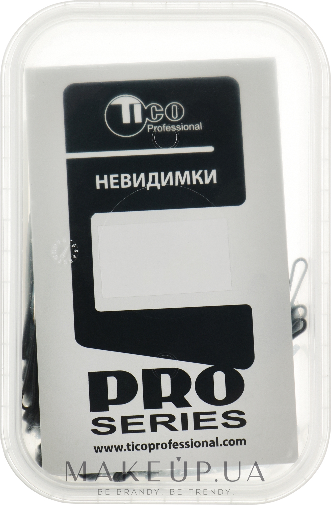 Невидимки для волос, обрезанные, 70 мм, черные - Tico Professional — фото 200g