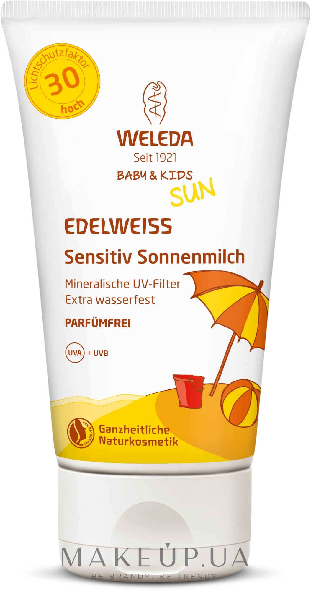 Сонцезахисне молочко для чутливої шкіри - Weleda Edelweiss Baby&Kids Sun SPF 30 — фото 150ml