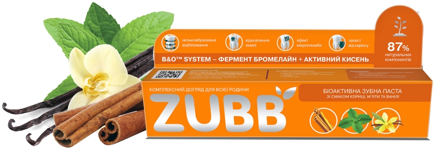 Зубная паста "Корица, мята и ваниль" - ZUBB