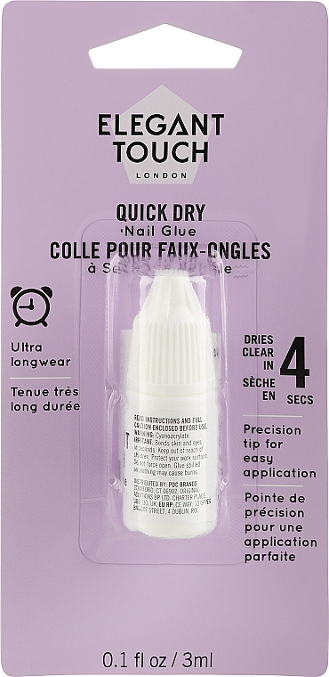 Защитный клей для ногтей - Elegant Touch 4 Second Proctective Nail Glue Clear — фото N1