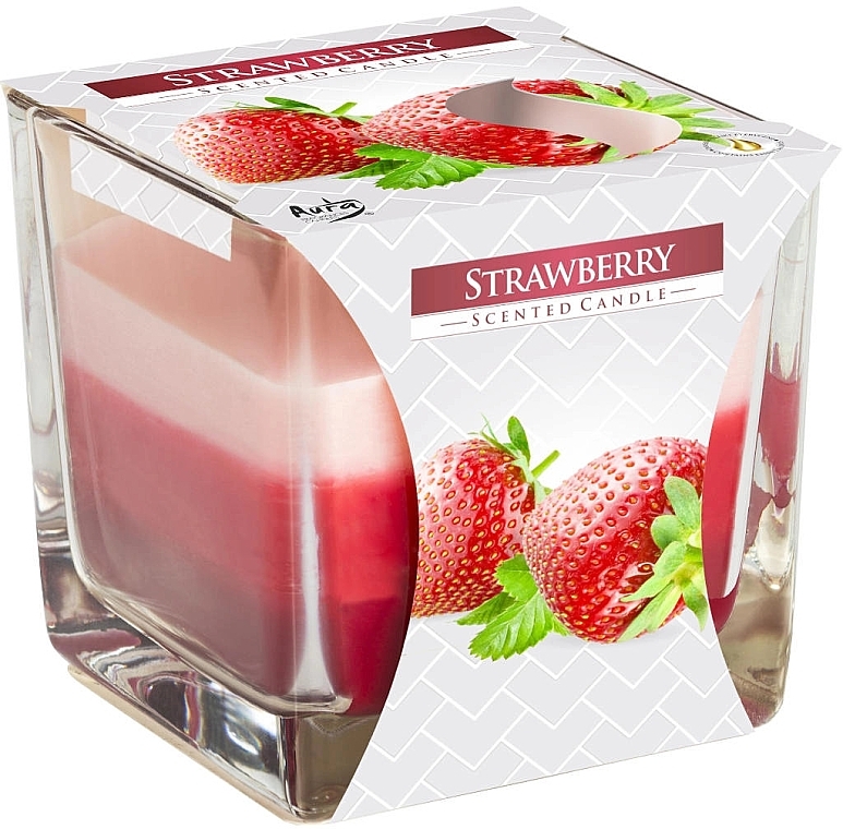 Ароматична тришарова свічка у склянці "Полуниця" - Bispol Scented Candle Strawberry — фото N1