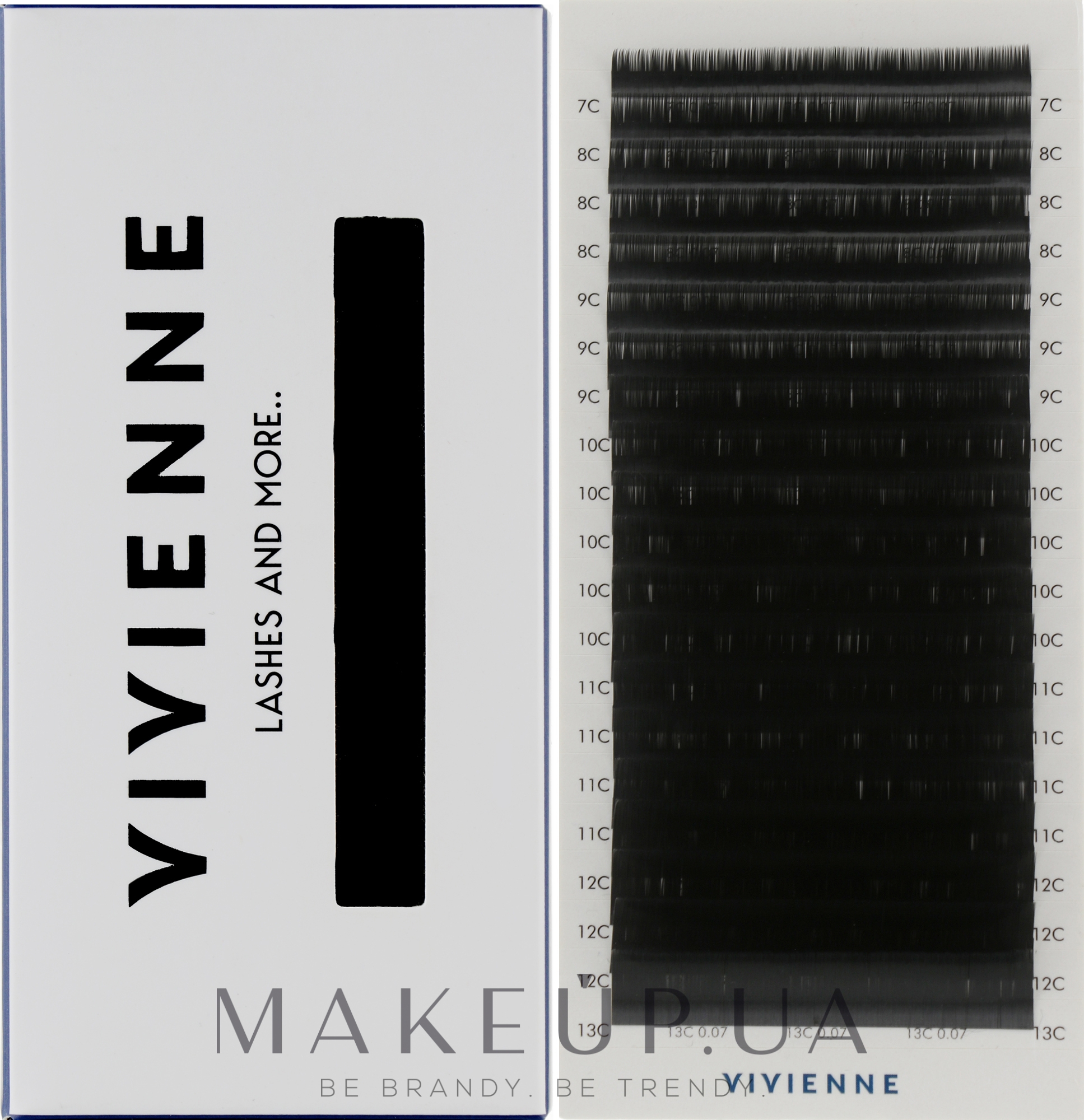 Накладні вії "Elite", чорні, 20 ліній (mix, 0.07, C, (7-13)) - Vivienne — фото 1уп