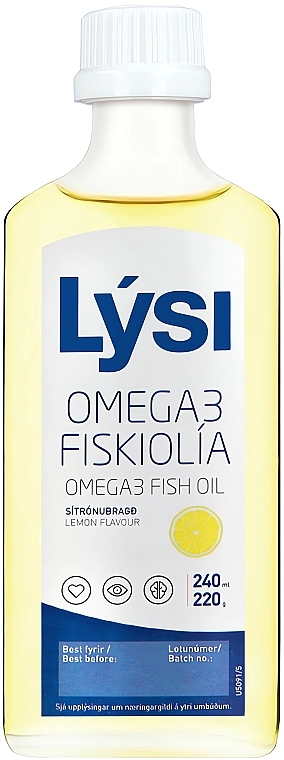 Oмега-3 EPA і DHA риб'ячий жир у рідині зі смаком лимона - Lysi Omega-3 Fish Oil Lemon Flavor (скляна пляшка) — фото N2