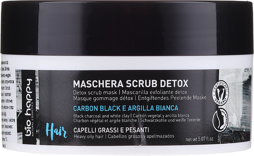 Маска-скраб для волос - Bio Happy Carbon Black & White Clay Scrub Mask — фото N1