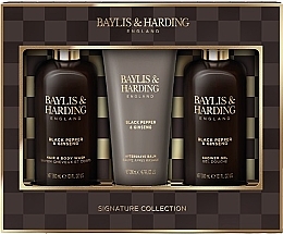 Духи, Парфюмерия, косметика Набор - Baylis & Harding Black Pepper & Ginseng Men's Luxury Bathing Trio Gift Set (sh/gel/300ml + ash/balm/200ml + shm/300ml)