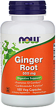 Капсули "Корінь імбиру", 550 мг - Now Foods Ginger Root — фото N1