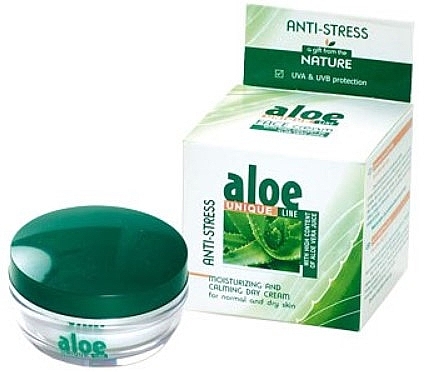 Зволожувальний і заспокійливий денний крем для обличчя - Aries Cosmetics Aloe Unique Anti-Stress Day Cream — фото N1