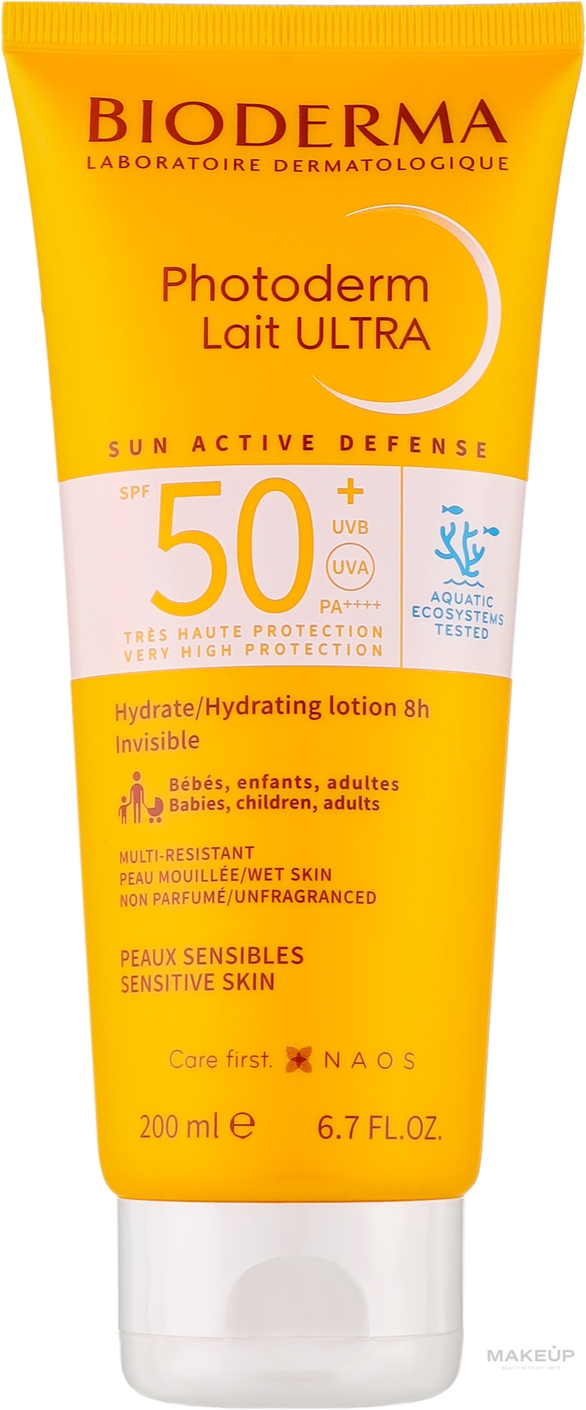 Ультраувлажняющий лосьон для лица и тела - Bioderma Photoderm Lait Ultra Moisturising Lotion Sensitive Skin SPF 50+ — фото 200ml