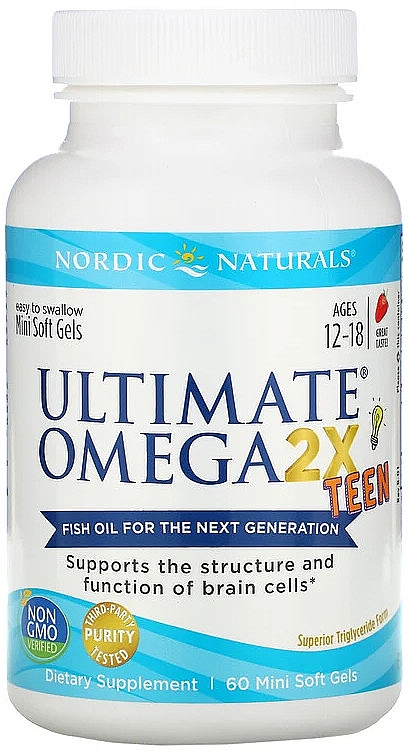 Пищевая добавка со вкусом клубники для подростков "Омега 2X" - Nordic Naturals Ultimate Omega 2X Teen — фото N1