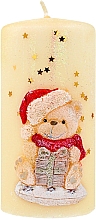 Декоративная свеча новогодняя "Тедди", 7x14 см, кремовая - Artman Teddy Candle — фото N1