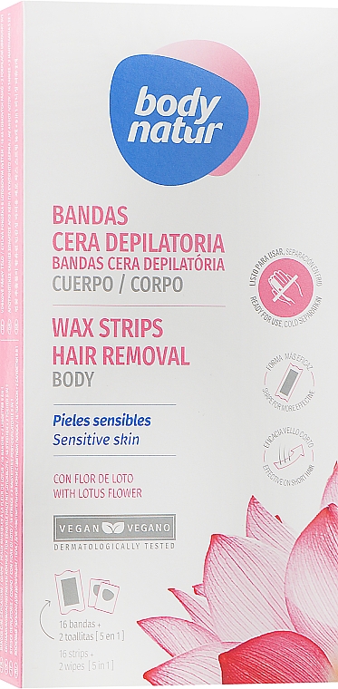 Восковые полоски для депиляции тела - Body Natur Wax Strips for Body Sensitive Skin