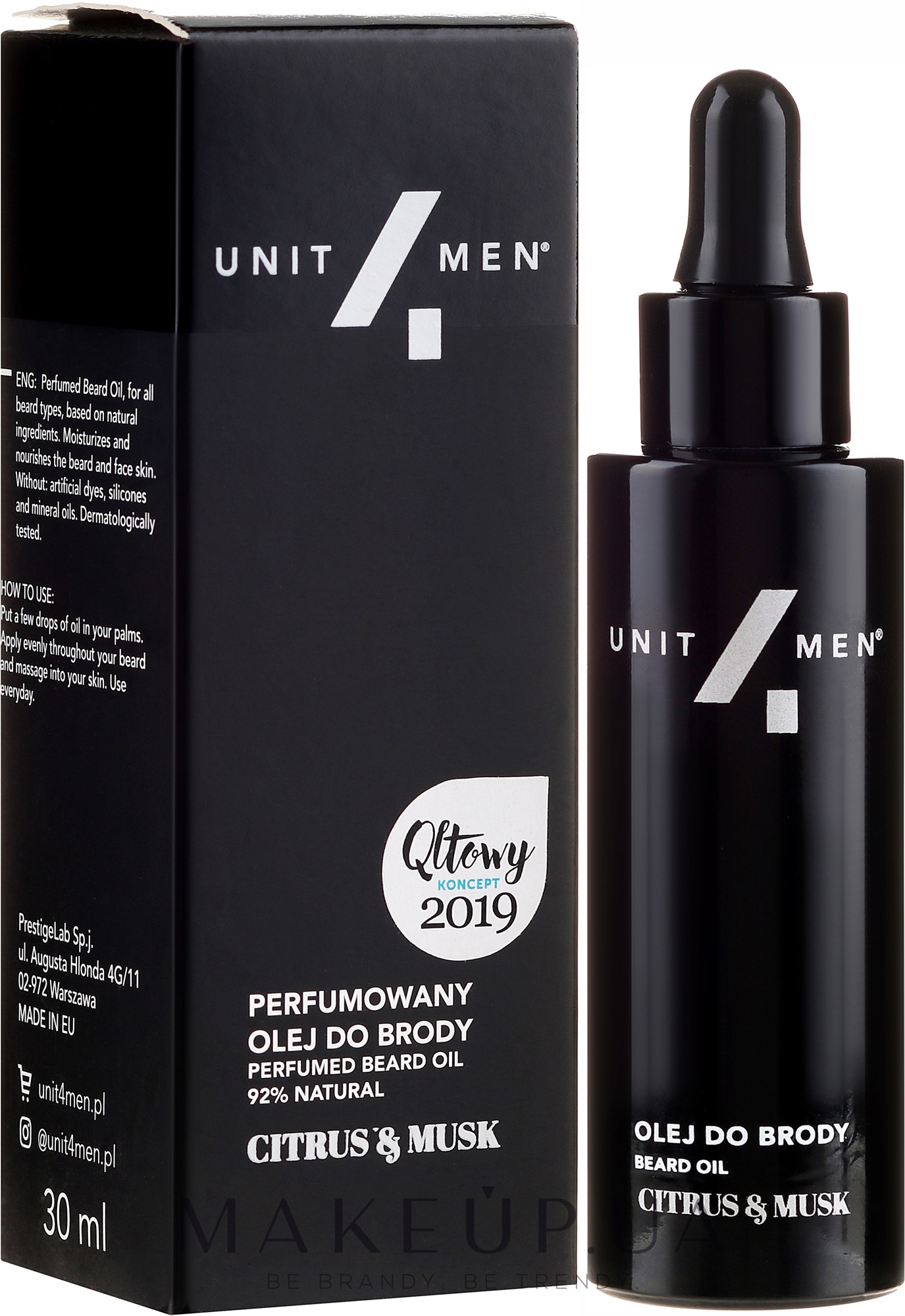 Парфюмированное масло для бороды - Unit4Men Citrus&Musk Perfumed Beard Oil — фото 30ml