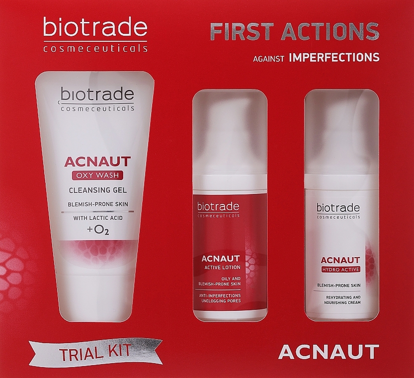 Набір - Biotrade Acnaut 3 Steps Against Imperfections (wash/gel/50ml + f/lot/20ml + f/cr/20ml) — фото N1