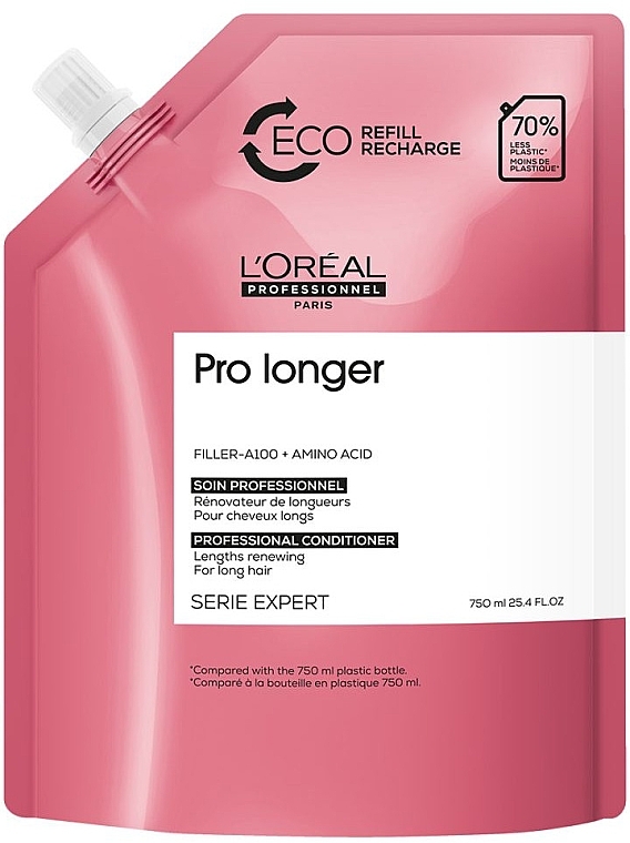 Кондиціонер для відновлення щільності поверхні волосся за довжиною - L'Oreal Professionnel Serie Expert Pro Longer Lengths Renewing Conditioner Eco Refill (змінний блок) — фото N1