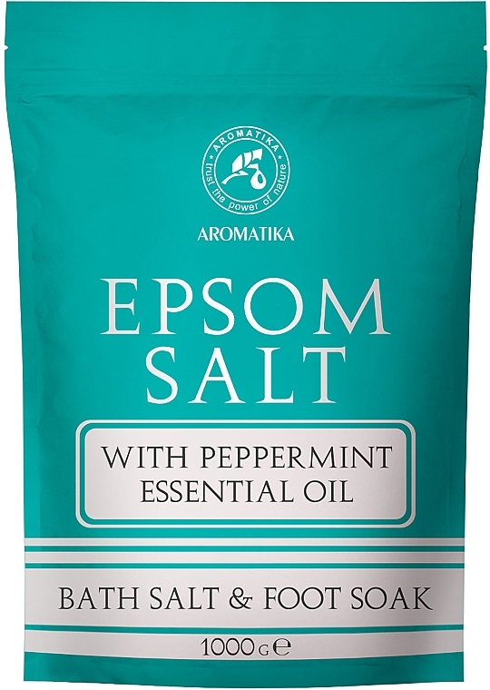 Соль английская для ванн с эфирным маслом мяты перечной - Aromatika Epsom Salt With Pepper Mint Essential Oil Bath Salt & Foot Soak — фото N1