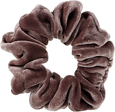 Бархатная резинка для волос из натурального шелка, серо-розовая - ScrunchyUA — фото N1